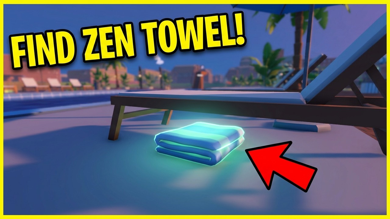 A glowing Zen Towel on the ground in Waterpark Simulator